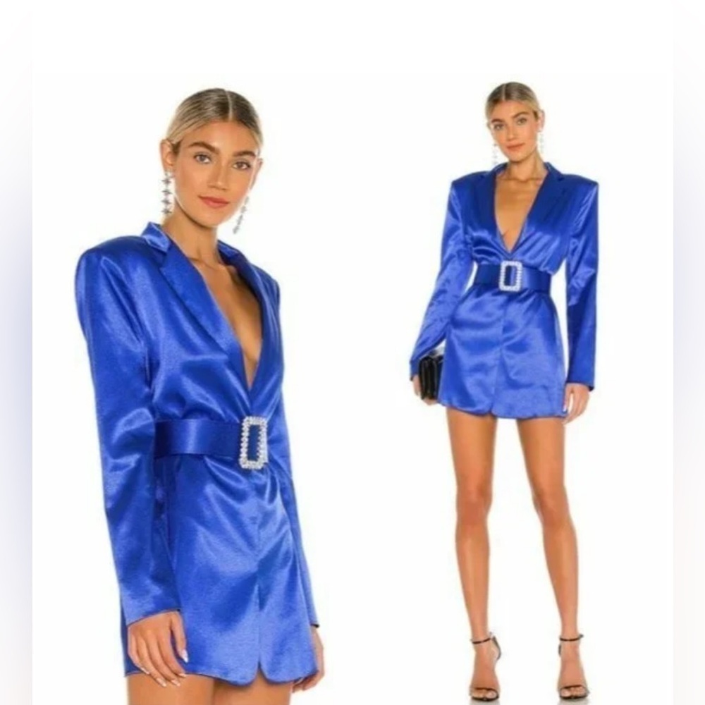 Bronx and Banco Blazer Mini Dress Belted Satin Party Glam S